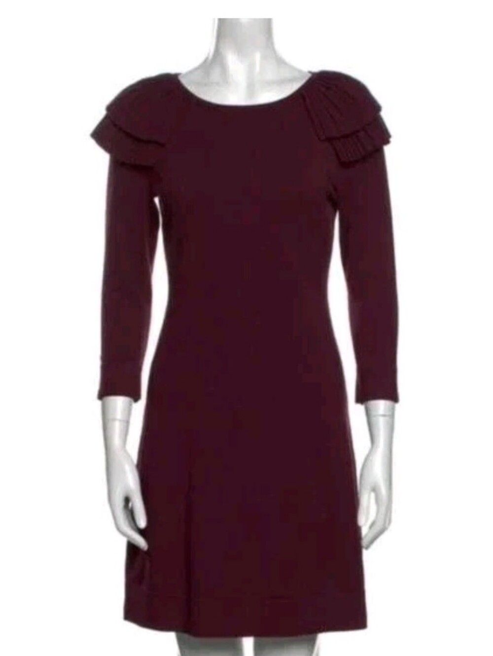Karen Millen Frill Burgundy Maroon Winter Knit Dress, Size M